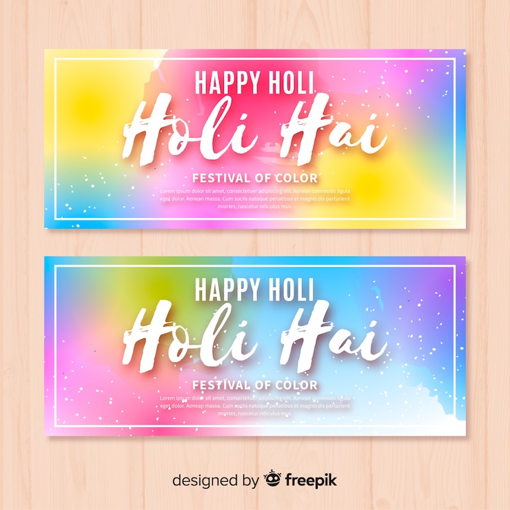 무료 Vector 수채화 holi 축제 배너