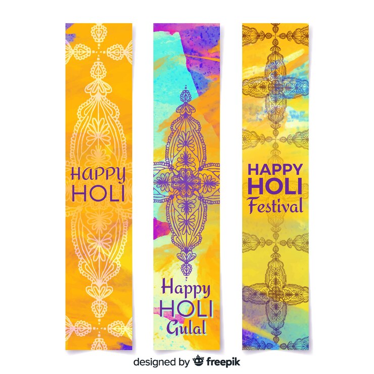 무료 Vector 수채화 holi 축제 배너