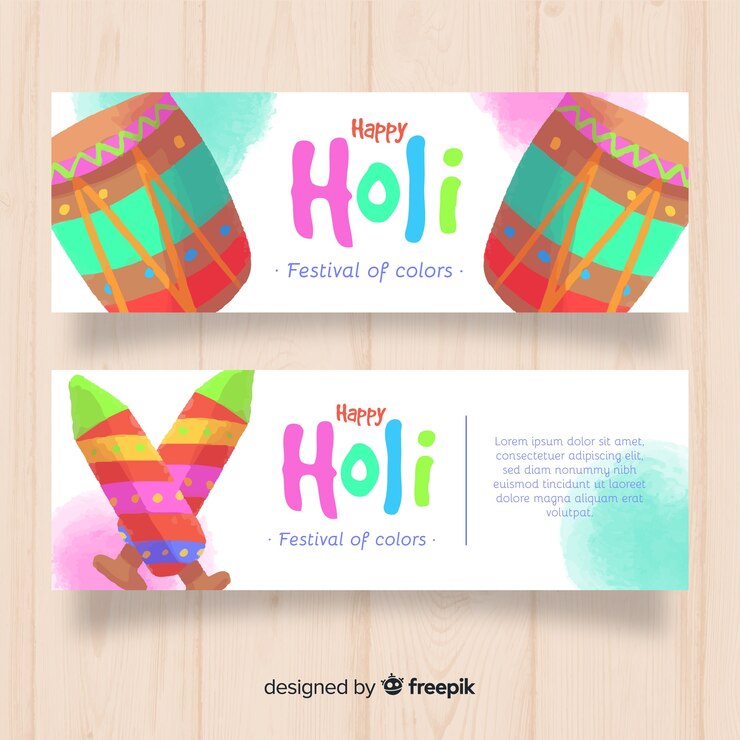 Free Vector watercolor holi festival banner