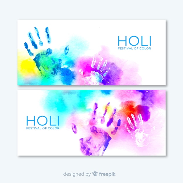 Free vector watercolor holi festival banner