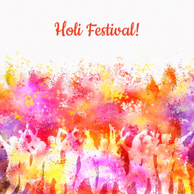 Watercolor holi festival concept