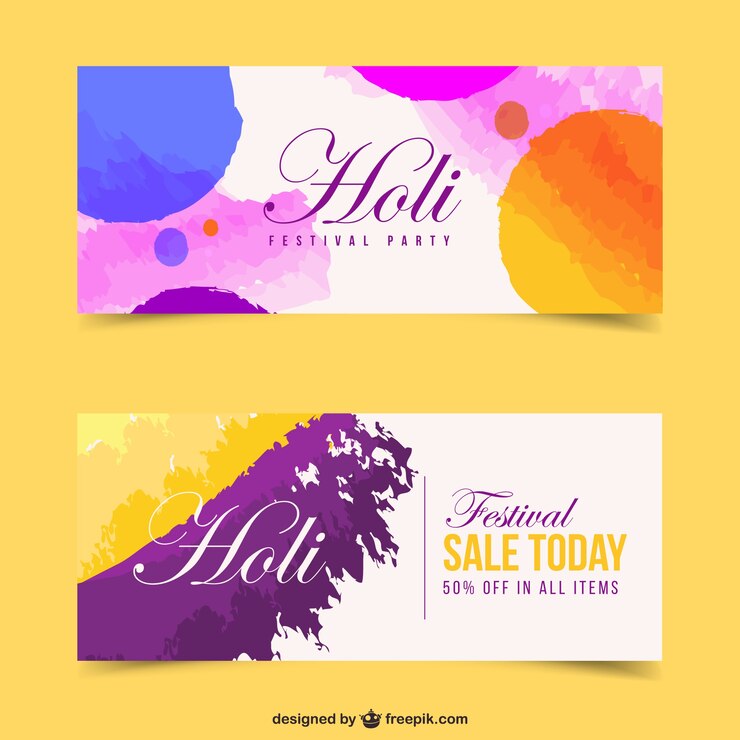 Free Vector watercolor holi festival sales banners