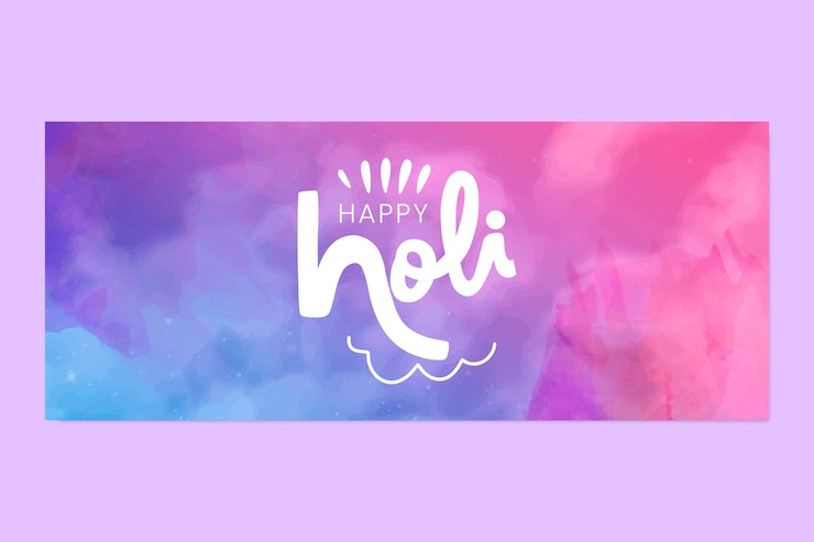 무료 Vector 수채화 holi 가로 배너