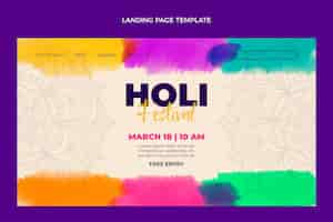 Free vector watercolor holi landing page template