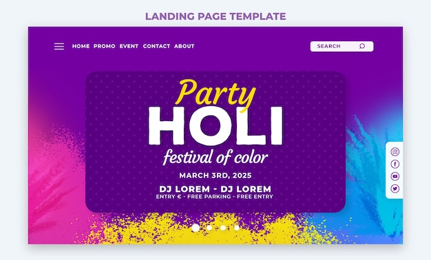 Modello di pagina di destinazione holi dell'acquerello