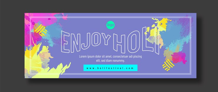 무료 Vector 수채화 holi 소셜 미디어 표지 템플릿