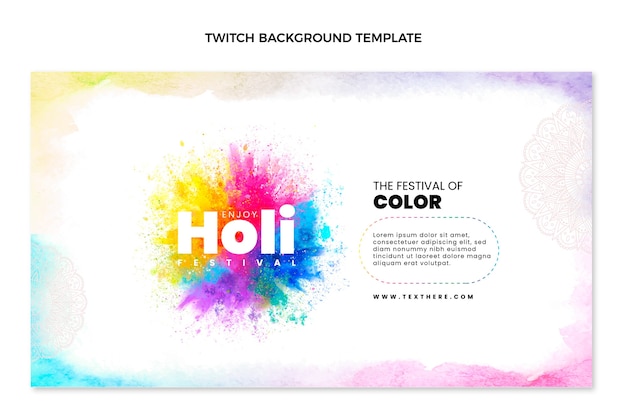 Free vector watercolor holi twitch background