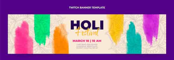 Free vector watercolor holi twitch banner
