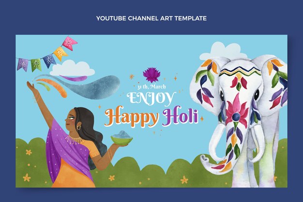 Watercolor holi youtube channel art