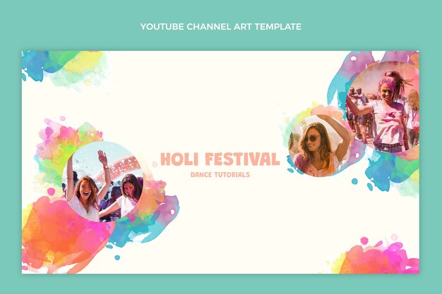 Watercolor holi youtube channel art