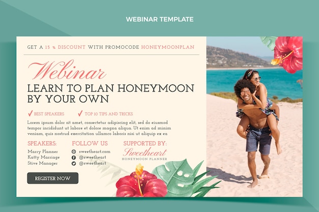 Free vector watercolor honeymoon template