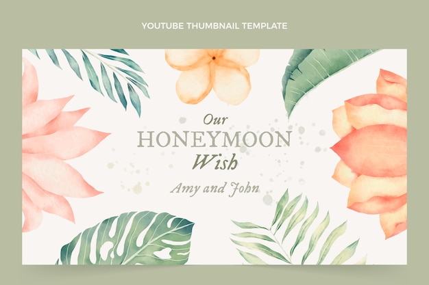 Бесплатное векторное изображение Акварельный медовый месяц миниатюра youtube