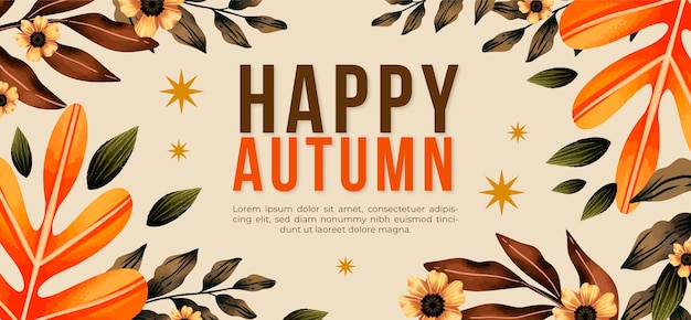 Free vector watercolor horizontal autumn banner