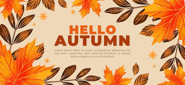 Free vector watercolor horizontal autumn banner