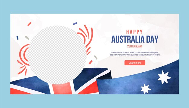 Watercolor horizontal banner template for australian national day