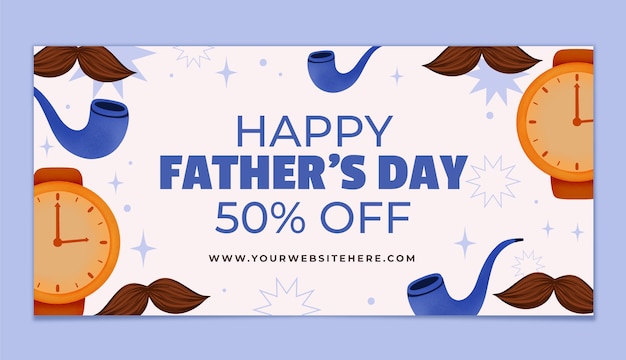Watercolor horizontal sale banner template for father's day celebration