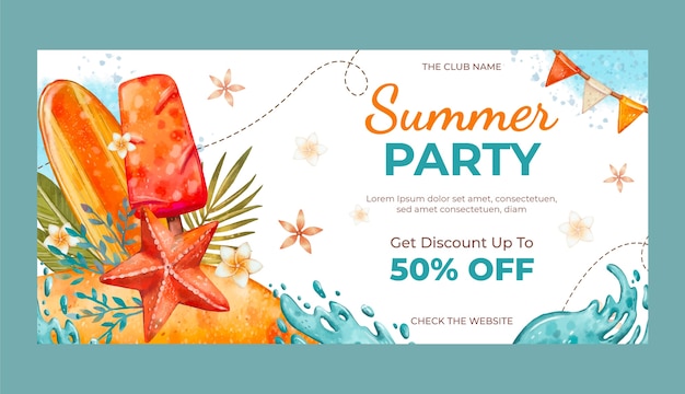 Free vector watercolor horizontal sale banner template for summertime season