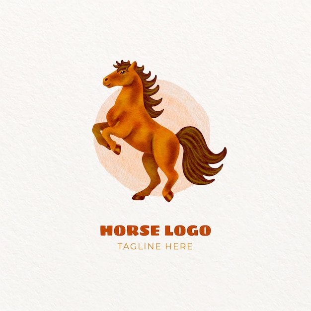 無料ベクター 水彩馬のロゴデザイン