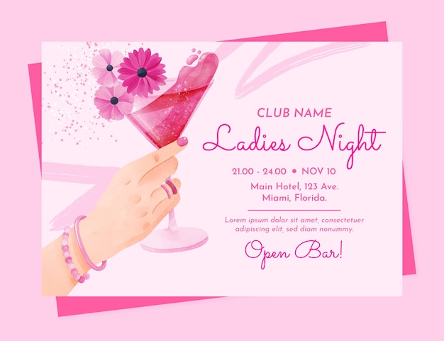 Free Vector | Watercolor hot pink invitation