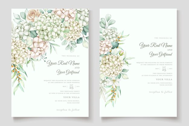 watercolor hydrangea wedding invitation card set