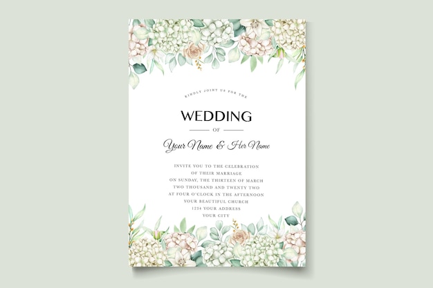 Watercolor hydrangea wedding invitation card