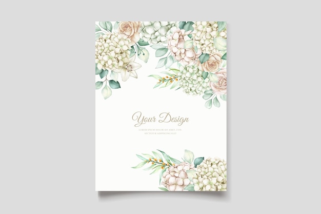 Watercolor hydrangea wedding invitation card