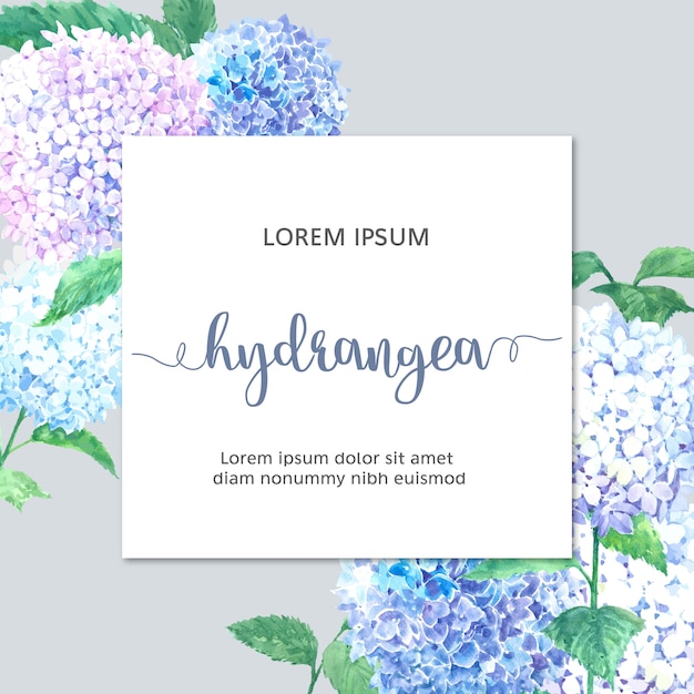 Free vector watercolor hydrenyia flowers card