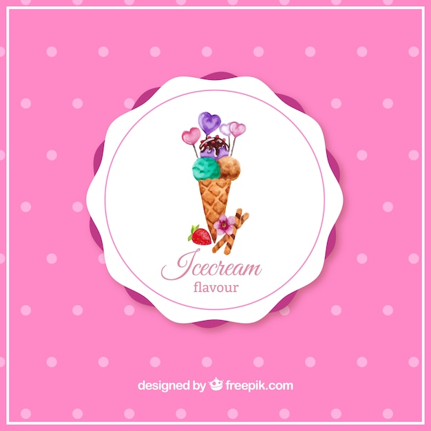 Watercolor ice cream cone