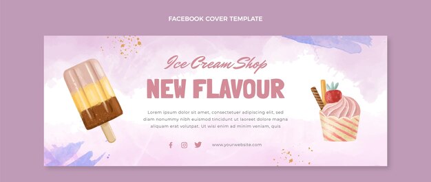 Обложка facebook акварель мороженое