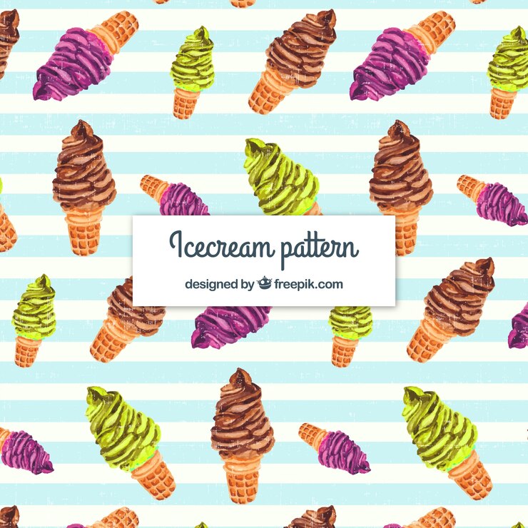 Free Vector watercolor ice cream pattern background