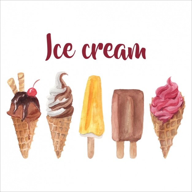 Watercolor ice cream set