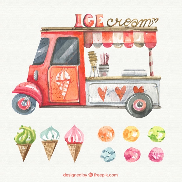 수채화 아이스크림 운송