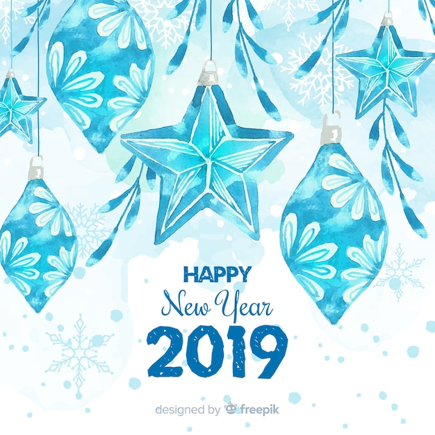 Watercolor ice decoration new year background