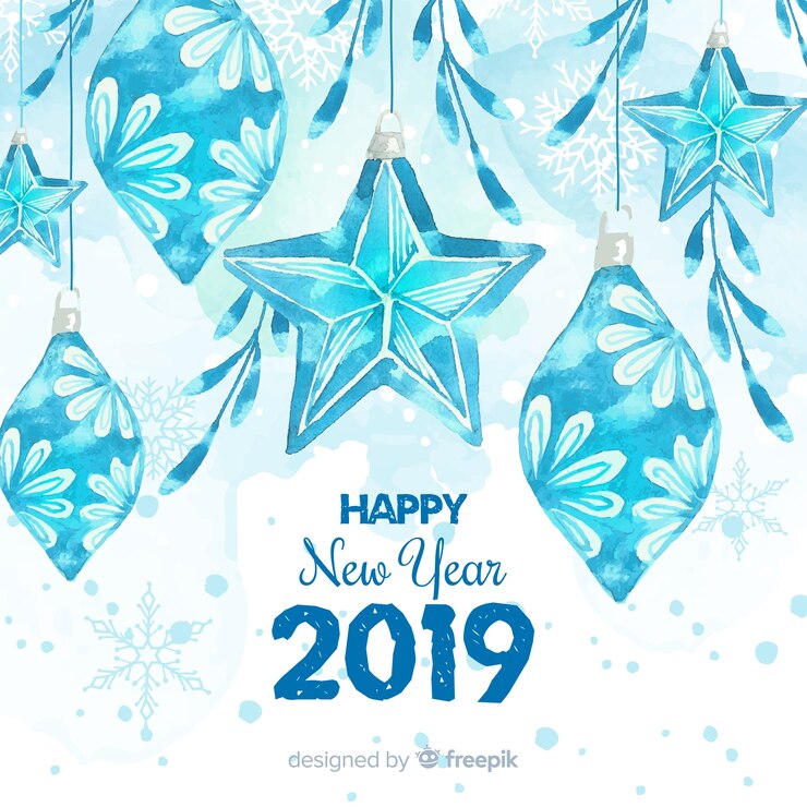 Free Vector watercolor ice decoration new year background