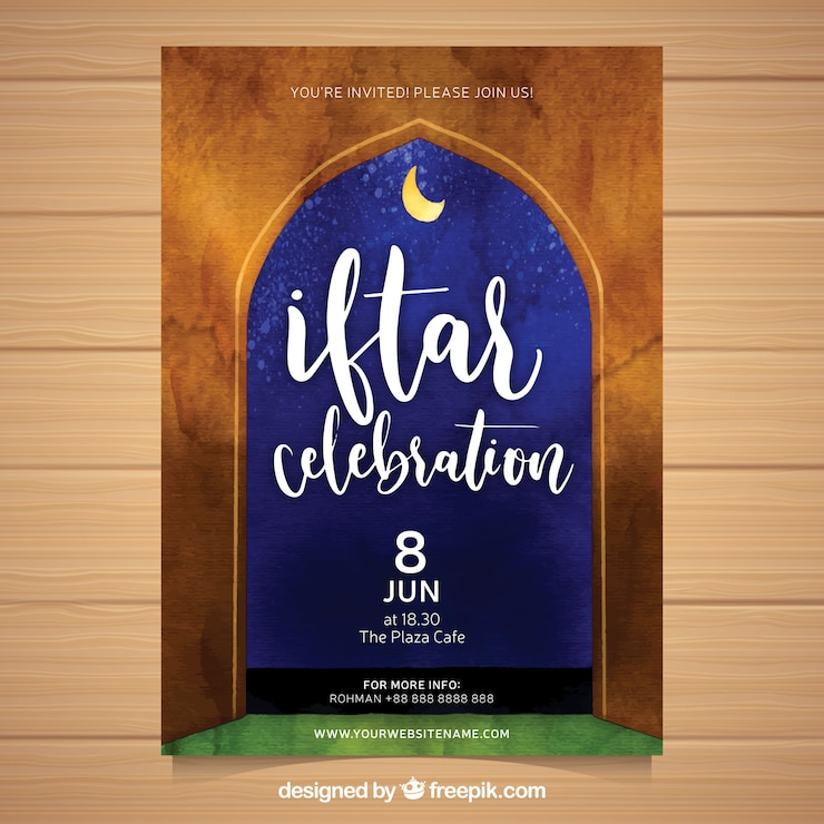 무료 Vector 수채화 iftar 전단지