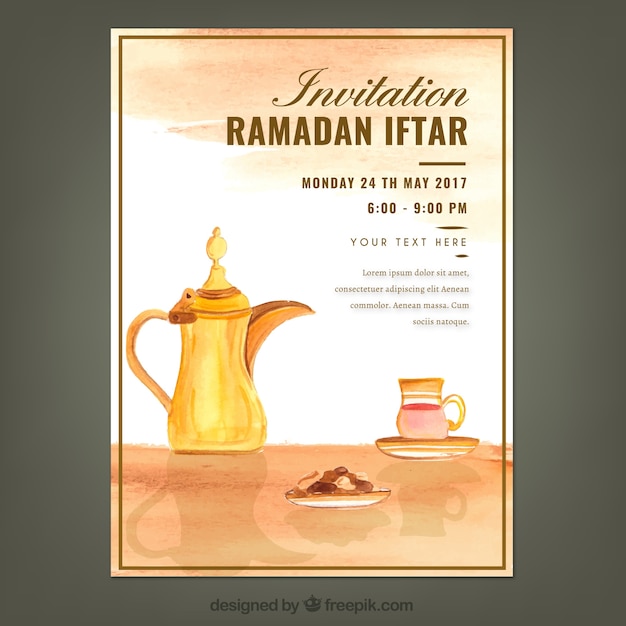 Watercolor iftar ramadan invitation