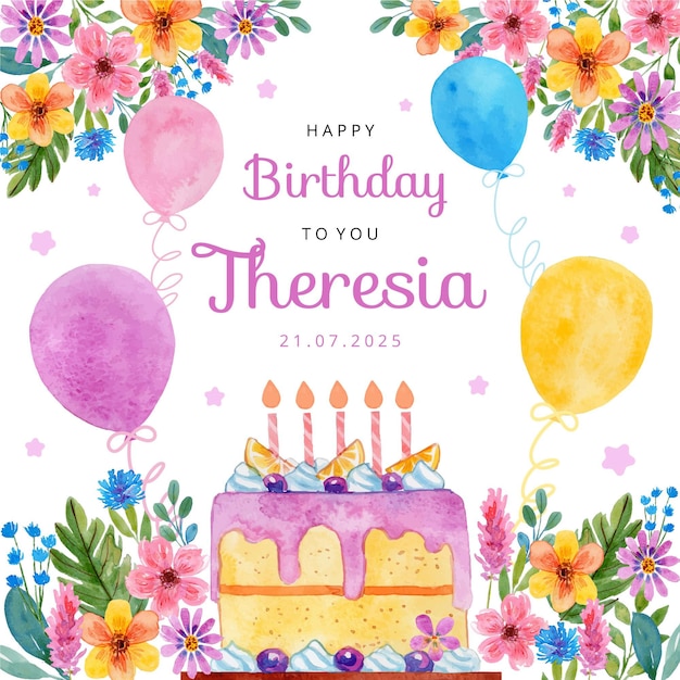 Free vector watercolor illustration of birthday card