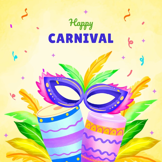 Illustrazione ad acquerello per il carnevale brasiliano