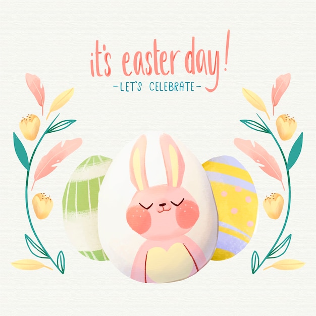 Free vector watercolor illustration of cute easter bunny