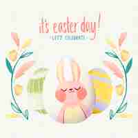 Free vector watercolor illustration of cute easter bunny