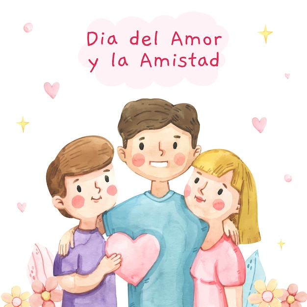 Free vector watercolor illustration for dia del amor y la amistad celebration