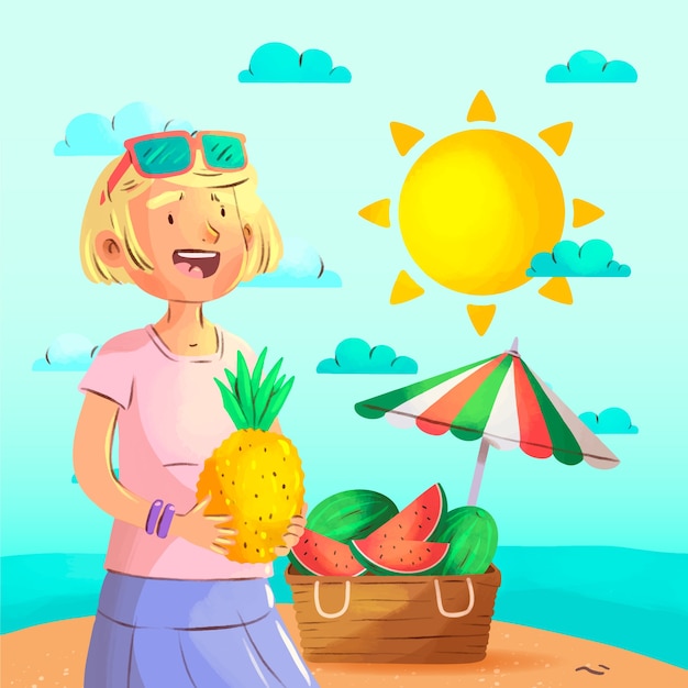 Free vector watercolor illustration for ferragosto celebration