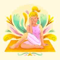 Бесплатное векторное изображение Акварельная иллюстрация к празднованию международного дня йоги