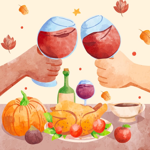 Free vector watercolor illustration for friendsgiving day