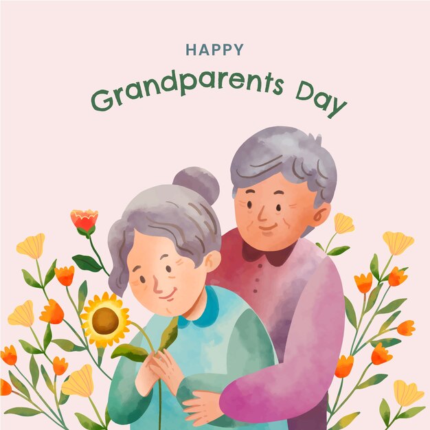 Free vector watercolor illustration for grandparents day celebration