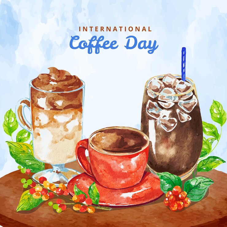 Free Vector watercolor illustration for international coffee day celebration