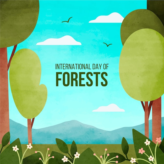 Watercolor illustration for international forest day celebration