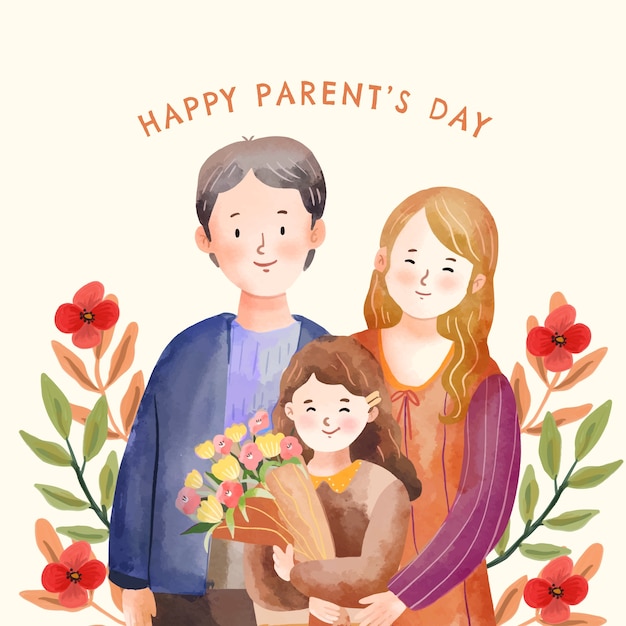 韓国の両親の日のお祝いの水彩イラスト