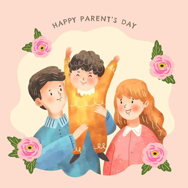 Free vector watercolor illustration for korean parents day celebration