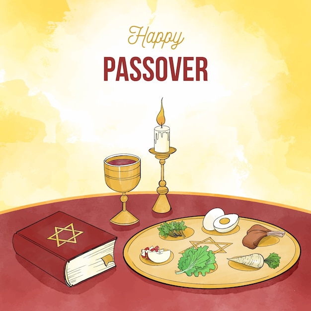 Watercolor illustration of passover event